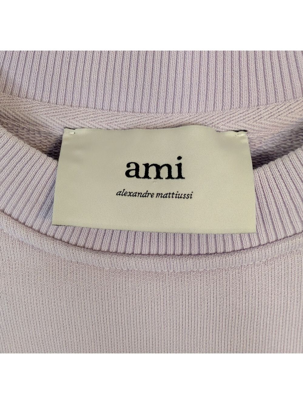 Ami Paris Ami De Cœur Cotton Sweatshirt Lilac Drawstring Waist - Picture 2 of 11